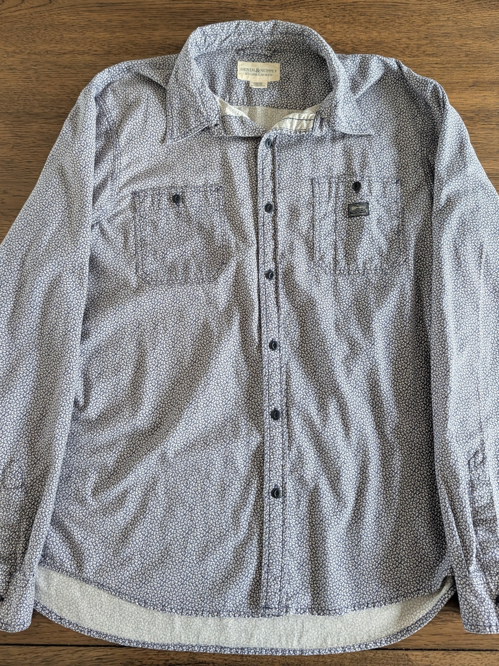 Denim & Supply Ralph Lauren Blue Microdot Long-Sleeve Button-Down Shirt
